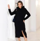 Довге жіноче плаття худі на флісі з капюшоном тепле трикотажне на кожен день 50-52, Чорний