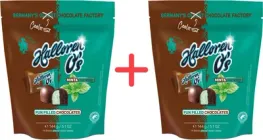 Упаковка цукерок Halloren O's М'ята та Брауні в шоколадній глазурі 144 г + 144 г (4014303141304)