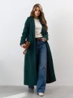Пальто осіннє довге жіноче ISSA PLUS 15325 L Темно-зелене (issa2007682752621)