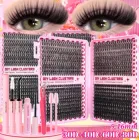 Великий набір для нарощування накладних вій 800 шт. 30D/40D/60D/80D пучкові вії