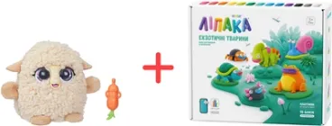 Набір Інтерактивна іграшка Hasbro FurReal Fuzz-A-Lots Ягня + Меганабір самотверднучого пластиліну Ліпака Екзотичні тварини (6900007423571/4897105243908)