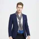 Чоловічий шарф класичний під пальто шовковий двосторонній синій теракотовий легкий вузький кашне з візерунком пейслі 180х30 см