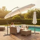 Садова розкладна парасоля боковою стійкою на хрестовині Funfit Garden 3 м із поліестеру та сталевою рамою висота 2.5 м Білий