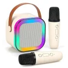 Дитяче Бездротове Караоке K-12 Bluetooth Колонка + 2 Мікрофон Rgb Підсвічування Бежевий