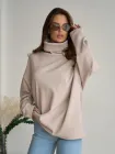 Светр зимовий оверсайз жіночий ISSA PLUS 13621 XL Бежевий (issa2007682627738)