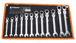 Набір комбінованих ключів із тріскачкою Powermat PM-KPLO-12TP, професійні ключі для монтажних і ремонтних робіт