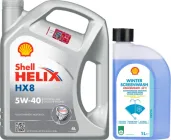 Моторна олива Shell Helix HX8 5W-40 4 л + Омивач скла Shell Winter Screenwash 1 л (ТОВ-У512754)