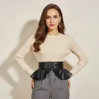 Широкий пояс-корсет зі шнурівкою та баскою для стильного образу One Size Чорний (16012)