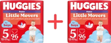 Упаковка підгузків-трусиків Huggies Little Movers/Pants 5 M-Pack 12-17 кг для хлопчиків 96 шт + 96 шт (5029054568163_1)