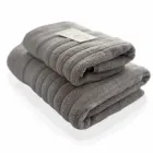 Набір 2 жакардові рушники Lovely Svi для ванної, готелів, СПА, на подарунок 70 х 140 см і 50 х 90 см Oxford Stripe Cool бежево - сірий