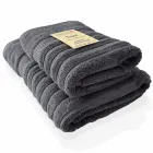 Набір 2 жакардові рушники Lovely Svi для ванної, готелів, СПА, на подарунок 70 х 140 см і 50 х 90 см Oxford Stripe темно – сірий Charcoal