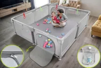 Манеж дитячий ігровий сухий басейн розвиваючий м'яке сітчасте огородження зона ігор дитячий майданчик для дітей малюка дитини 180×200 см 50 кульок домашній складаний кімнатний вуличний переносний для будинку квартири дачі сірий 180×200 Harmony XXL