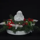 Різдвяна композиція GALA DECOR з ангелом на обтяженій підставці з лед підсвіткою. Нагробна композиція, іграшки та імітація хвої 30*18 см (КА3018Л)