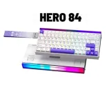 Ігрова Клавіатура AULA HERO 84 HE White-Purple Магнітні світчі. Дротова 8000Hz/s. RGB Панель, 84 keys, Switch 0.01mm. Rapid Trigger