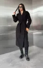 Пальто жіноче на запах середньої довжини Le'Katrin 5462-3 S Чорний