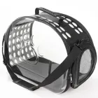 Сумка переноска для кота кішки кошенят собаки домашніх тварин до 8 кг прозора з ремінцем на плече котячі сумки для переноски перенесення котів кішок собак кошеня чорна 42x28x32 см (002155)