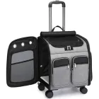 Рюкзак переноска для кота кішки собаки домашніх тварин до 10 кг сумка з віконцем і висувною ручкою на колесиках колесах котячі рюкзаки сумки для переноски перенесення котів кішок маленьких собак сірий (002257)