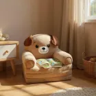 Дитяче м'яке крісло-ліжко трансформер собачка бежевий 120 см М202/3