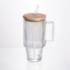 Кружка скляна з кришкою і трубочкою 750 (мл), прозора