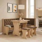 Маленький стильний комплект м'ягкий кухонний куток ДСП з нішею для зберігання та розкладний обідній кухонний стіл з м'ягкими пуфами для маленької кухні їдальні у сучасному стилі Мебель Сервіс дуб сонома