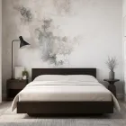 Ліжко двоспальне двомісне 160*200 стильне зручне недороге в спальню кімнату з ДСП 2х спальне з низьким узголів'ям в сучасному стилі Араміс венге