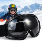 Лижна маска дитяча (3-15 років), Окуляри для сноуборду та лиж з системою вентиляції та захистом UV400 Anti-Fog (чорна)