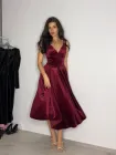 Вечірня оксамитова сукня на бретельках бордового кольору 32950 44/46