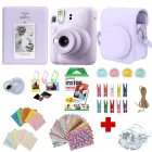 Різдвяний набір All in One / Камера миттєвого друку Fujifilm Instax Mini 12 Lilac Purple / Фотопапір на 20 фото/ Чохол фіолетовий / Фотоальбом на 64 фото/ Комплект аксесуарів (рамки, лінзи) / Гірлянда на батарейках