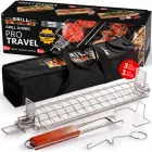 Grill Jumbo Pro Travel Set — набір решіток і кошиків із регульованою сіткою для гриля на вугіллі, газовому грилі, тандирі, коптильні та барбекю — для дому та активного відпочинку (набір із 3 комплектів для гриля з сумкою)