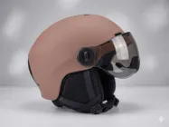 Гірськолижний шолом із візором MOON MS-99 (вбудована лижна маска) для сноуборду та лиж, захисна лінза (Пудровий, р. L 58-61 см.)