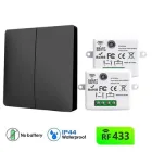 Бездротовий вимикач кінетичний, радіовимикач двохклавішний і 2 реле Inted RB4 чорний