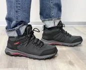 Чоловічі зимові термо кросівки р 44 сірі високі устілки демісезонні 28 см вологостійкі утеплені на шнурівці 1522 термотканина