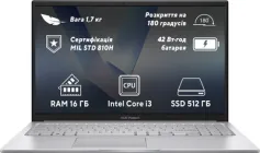 Ноутбук ASUS Vivobook 15 X1504VA-BQ2684 (90NB10J2-M036R0) Cool Silver / 15.6" IPS Full HD / Intel Core i3-1315U / RAM 16 ГБ / SSD 512 ГБ