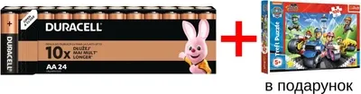 Набір Duracell Basic AA Батарейки алкаліновi 1.5V LR6 24 шт + Trefl Пазли "100" Paw Patrol (9780201379327)