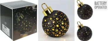 Ялинкова куля Christmas Decoration 15 см Чорна теплий Білий від батарейок (ABR823880)