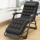 Крісло-шезлонг розкладне садове WCG FCB-S06PP з подушкою та матрацом, чорний, 178×66×30 см, навантаження 150 кг