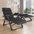 Крісло-шезлонг розкладне садове WCG FCB-S07PM з матрацом, чорний, 178×66×30 см, навантаження 150 кг