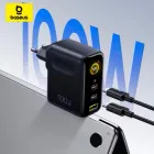 Мережевий зарядний пристрій Baseus 100W Digital Display Fast Charger + кабель Type-C 1.5м