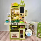 Дитяча кухня 46 елементи з парою, світлом та звуком с посудом овочами та холодильником, помпа з водою, годинник