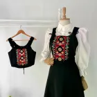 Жіночий корсет з самостійнми рукавами S чорний