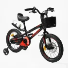 Дитячий двоколісний велосипед 16 дюймів Corso Tayger алюмінієвий з кошиком, дискові гальма (Чорно-червоний)