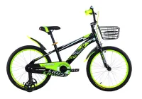 Дитячий велосипед 20 дюймів Crossride Brix з корзиною (Чорно-зелений)