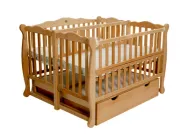 Дитяче ліжечко для двійні Goydalka Duo, відкидна/рухома боковина, олія, з шухлядами (Натуральний)