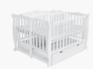 Дитяче ліжечко для двійні Goydalka Duo, відкидна/рухома боковина, фарбоване, з шухлядами (Білий)