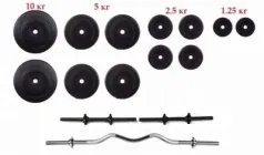 Набір WCG штанга і гантелі STRONG 60 кг — W-гриф 120 см Ø28 та 2 гантельні 45 см Ø30