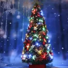 Новорічна декоративна ялинка GALA DECOR з кольоровою лед підсвіткою зі шишок, ягід та кульок 80 см Е8001К2