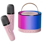 Портативна акумуляторна Bluetooth колонка з LED підсвічуванням TF USB Дитячий караоке та два бездротові мікрофони UKC K52 9657