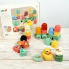 Набір кубики дитячі та пірамідка дитяча сортер (30шт) - розвиваючі іграшки для дітей та малюків м'які тактильні силіконові з цифрами для купання гризунок качки