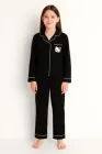 Підліткова піжама для дівчинки з бавовни з принтом Hello Kitty, чорна, 152-158 см 10-13 років (10369)