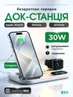 Бездротова док-станція з годинником 4in1 QINETIQ i6 LED Clock RGB 30W для iPhone/AirPods/iWatch_1-8 series